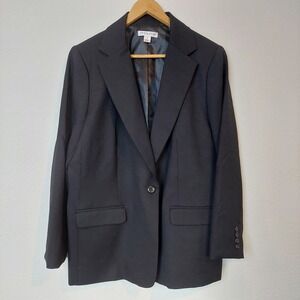 Pendleton Women's‎ Blazer Black 1 Button 100% Virgin Wool Career Size 16